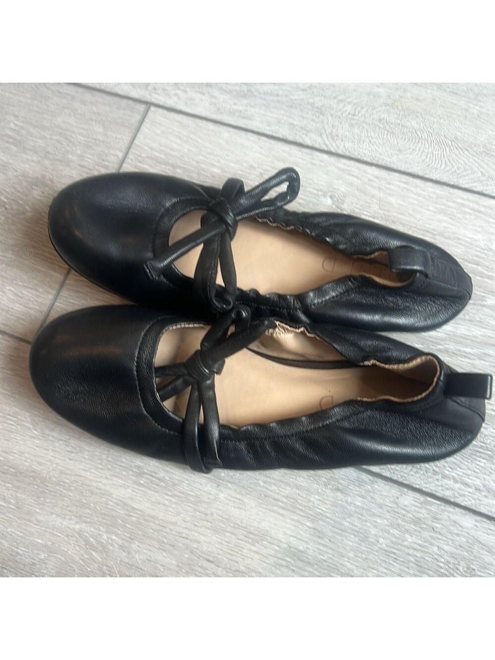 Silent D Bella black leather slip on tie ballet flats size 37/6 - Picture 13 of 14